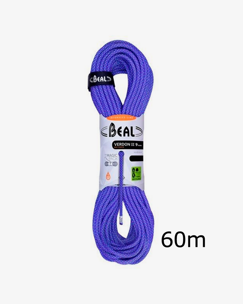 Pack Cuerda Escalada Doble Beal Verdon II  9 mm 60 metros DRY COVER Amarillo + Violeta
